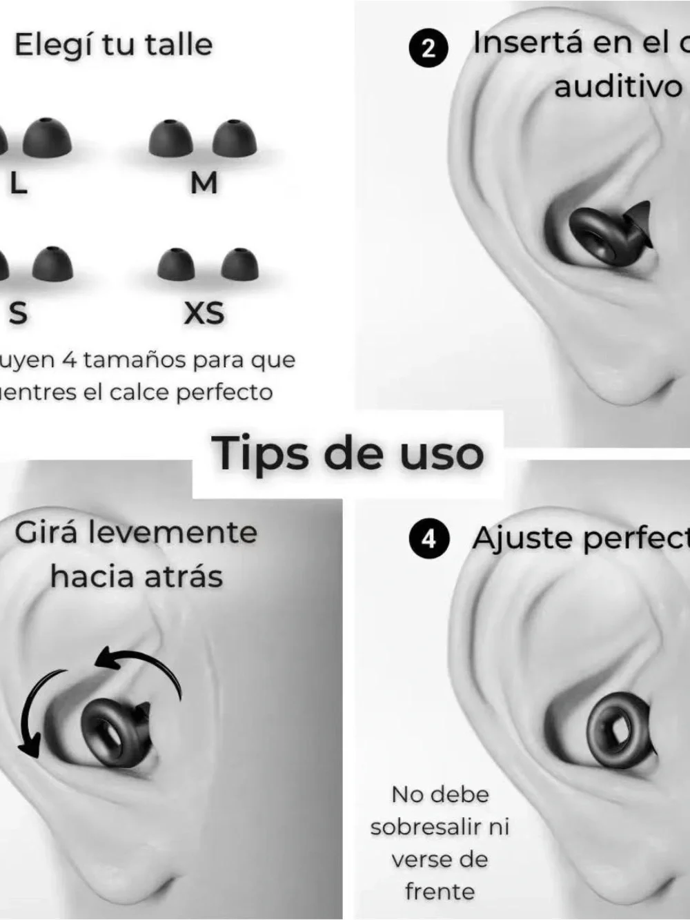 Black noise reduce Earbud Accessories Kit with Carrying Case